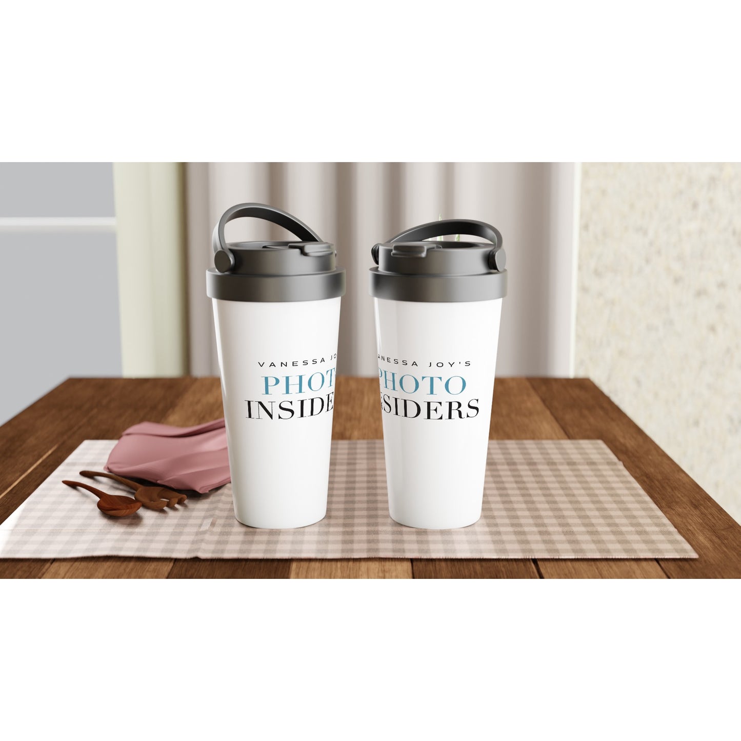 White 15oz Stainless Steel Travel Mug