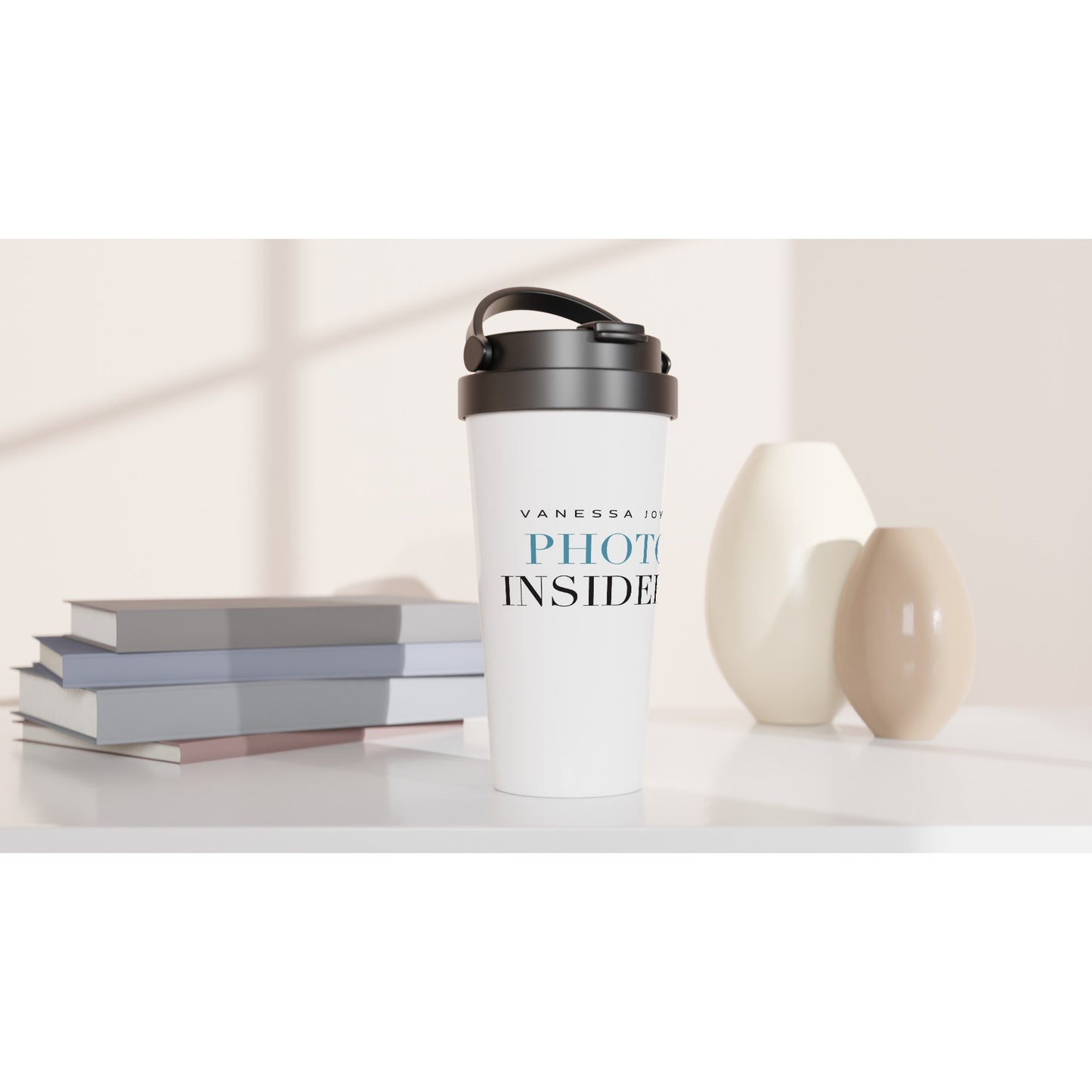 White 15oz Stainless Steel Travel Mug